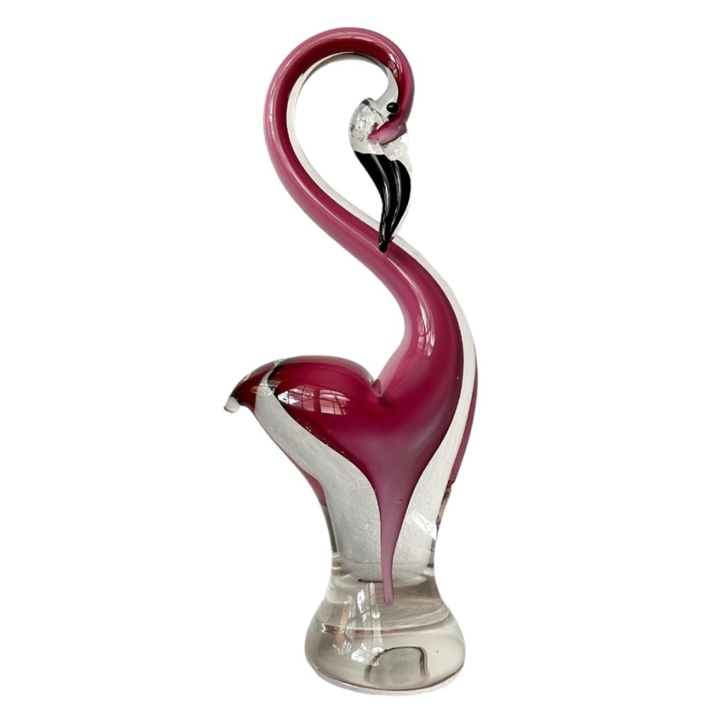 VINCI DYNASTY GALLERY Pink Flamingo Hand Fused Glass Art 11"